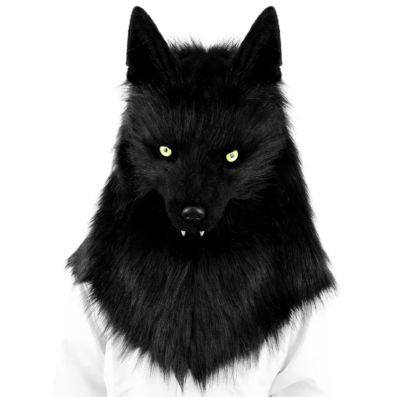 Furry Animal Wolf Dog Plush Mask for Halloween Cosplay Costume Props