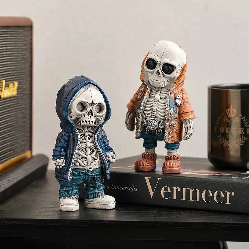 Skeleton Doll Resin Figurine Home Decor Retro Street Art Creative Room Accent
