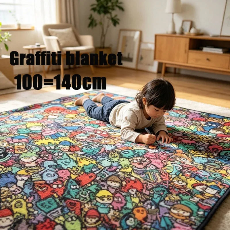 Kids DIY Coloring Blanket - Washable Soft Art Mat for Creative Play