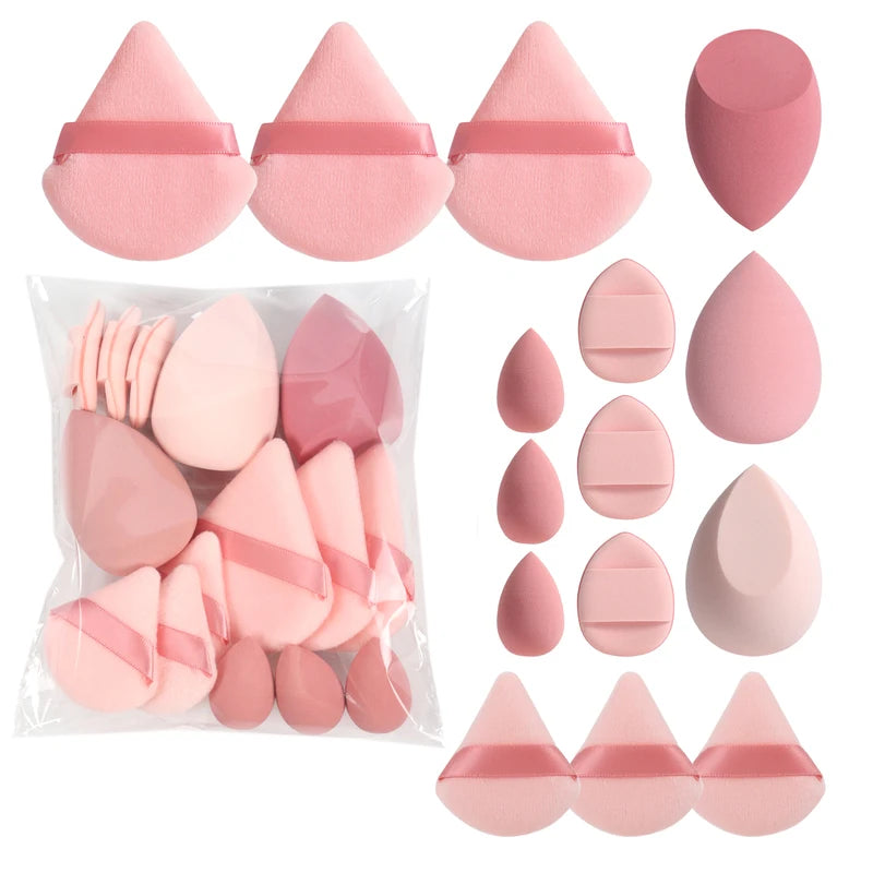 Makeup Powder Puffs Set with Mini Air Cushion & Egg Sponges - Multicolor