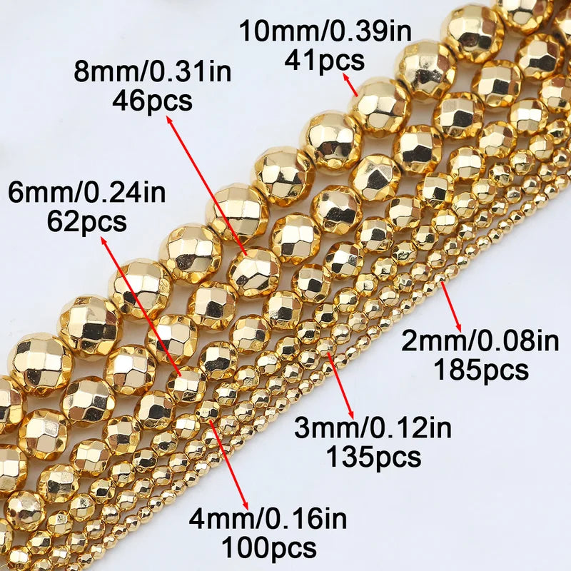 Jewelry Spacer Beads - Natural Hematite Round Cut Loose Beads 2-10MM for DIY Crafts
