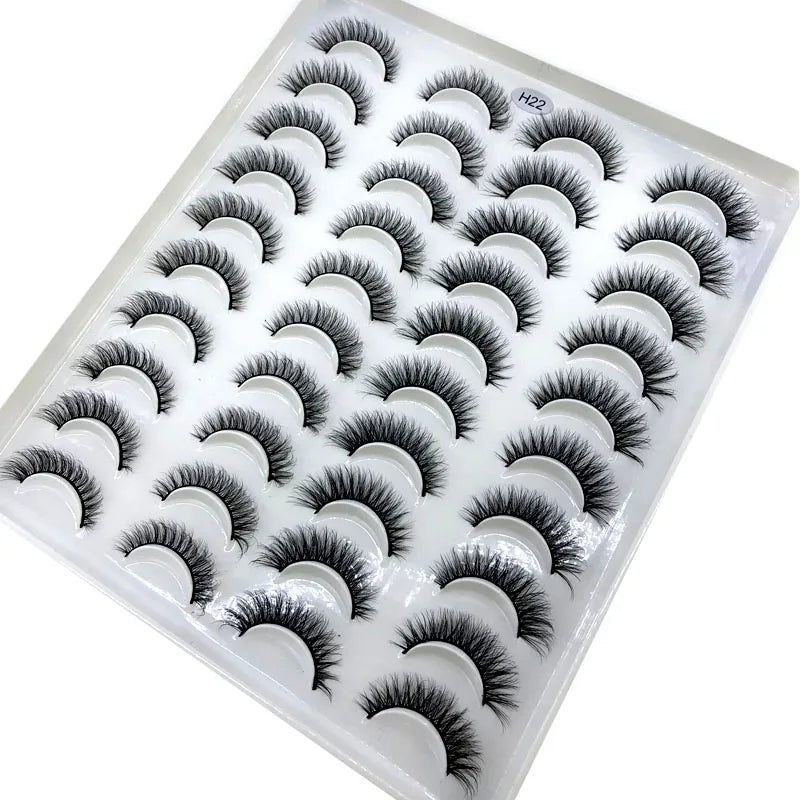 False Eyelash Pack 20 Pairs Fluffy Wispy Volume Reusable Strip Lashes