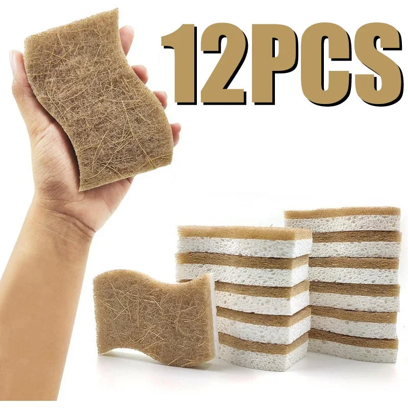 Natural Dish Scrub Sponges - Sisal, Cotton & Microfiber Kitchen Cleaning Set