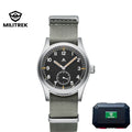 Men's Quartz Watch 37mm Waterproof Luminous Military Style with Sapphire Glass