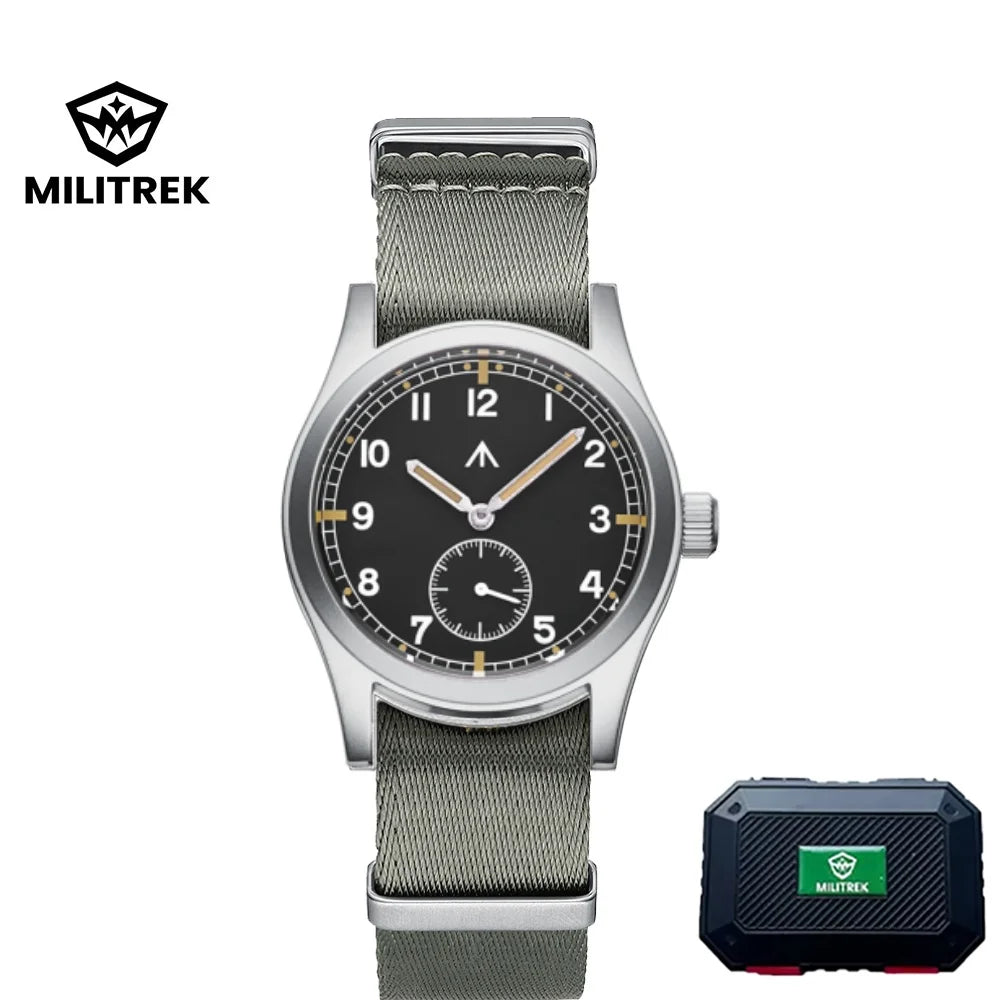 Men's Quartz Watch 37mm Waterproof Luminous Military Style with Sapphire Glass