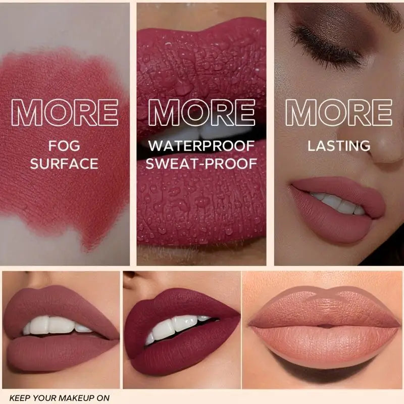 3Pcs Lip Makeup Set with Lip Liner, Lip Gloss & Lip Oil - Long-Lasting Waterproof
