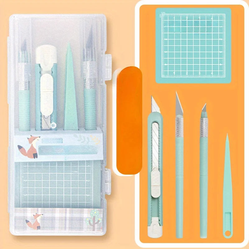 DIY Scrapbooking Tool Kit with Craft Knife Tweezers Cutting Pad