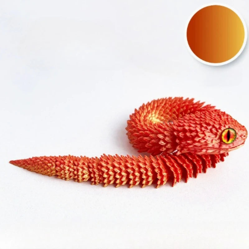 3D Printed Snake Desk Decor - Flexible Articulated Fidget Toy & Room Ornament