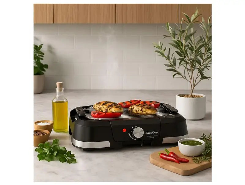 1500W Electric Tabletop Grill - Compact Smokeless Indoor BBQ - 110V