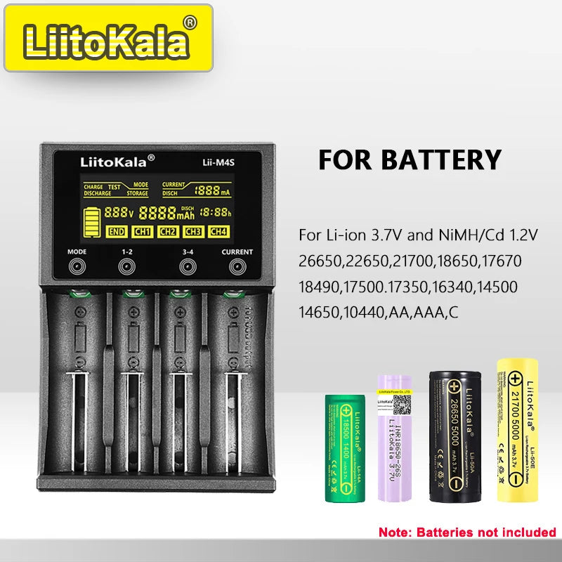 Smart Battery Charger for 18650 26650 AA AAA Ni-MH Li-ion Batteries LCD Display