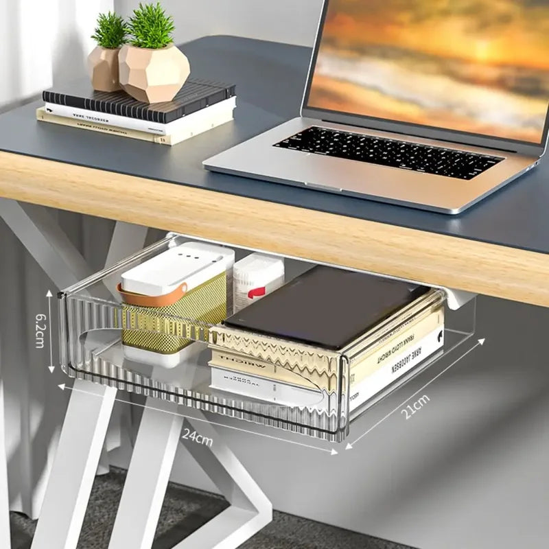 Under-Table Drawer Storage Box Self-Adhesive Office Desk Organizer Large Capacity