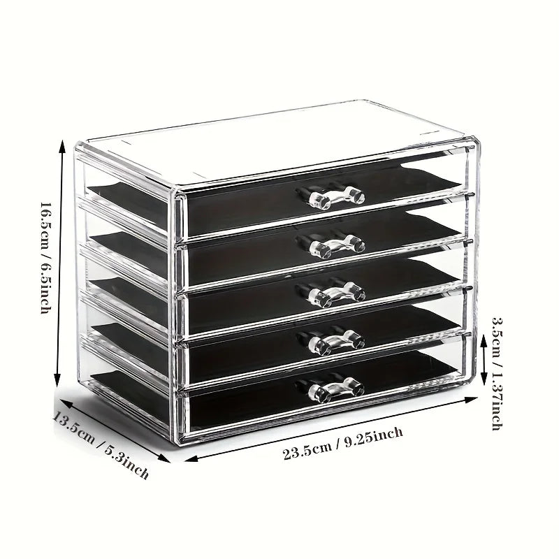 Acrylic Drawer Organizer for Office Desk Storage - Clear, Multi-Layer Caddy