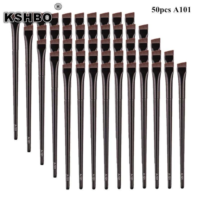 50Pcs Eyebrow and Eyeliner Makeup Brush Set - Small Angle Contour Brushes for Female Grooming