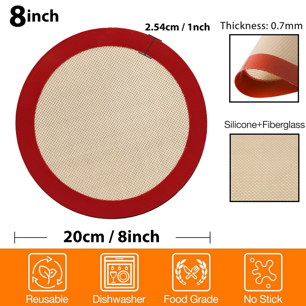 Round Silicone Baking Mat 8/9/10 Inch Non-Stick Reusable Baking Sheet Liners