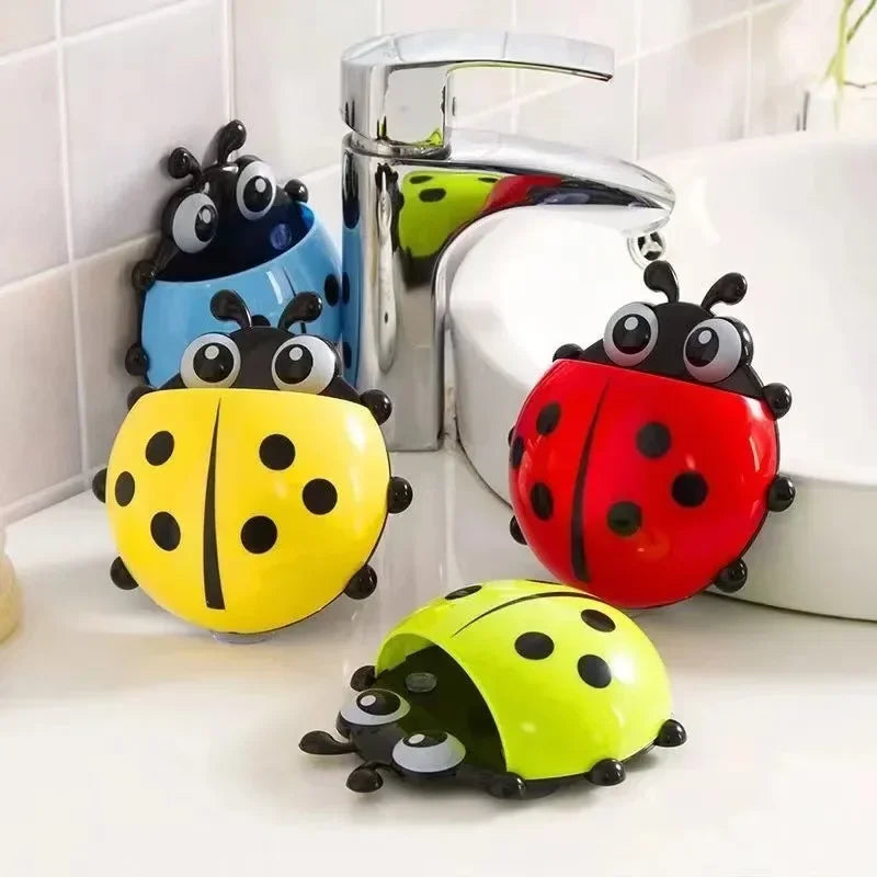 Cute Ladybug Toothbrush Holder with Suction Cups - Bathroom Accessory