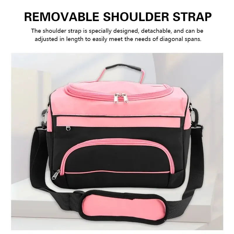 Large Capacity Waterproof Makeup Bag with Shoulder Strap for Travel & Salon Use