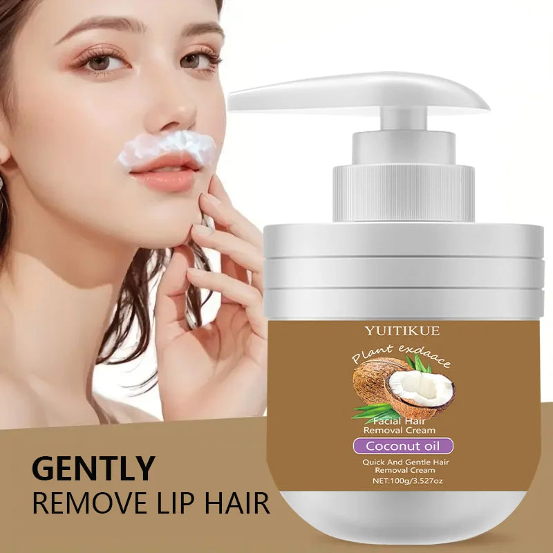 Facial Hair Removal Cream 100g - Gentle, Quick & Non-Sticky with Coconut Oil