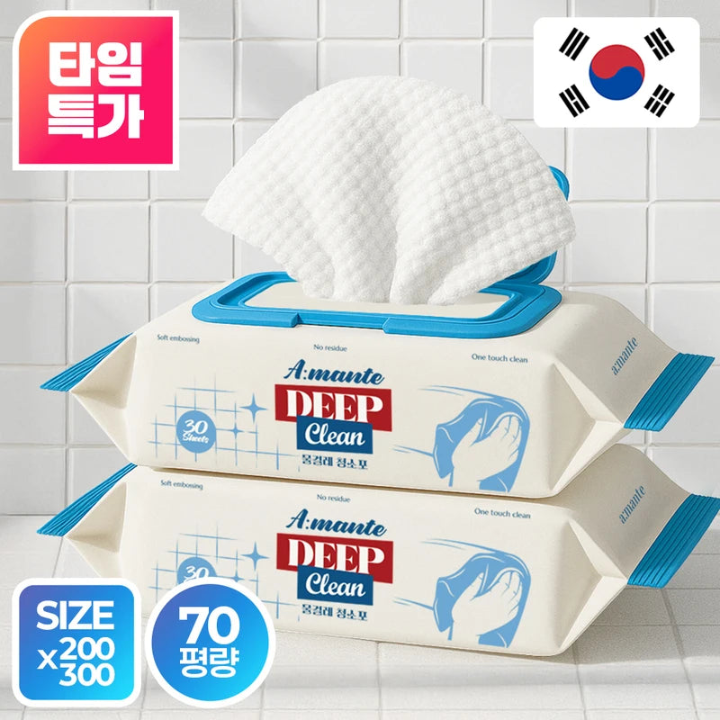 Deep Clean Wet Mop Cloths 150 Sheets Large Dust Floor Wipes - White & Transparent