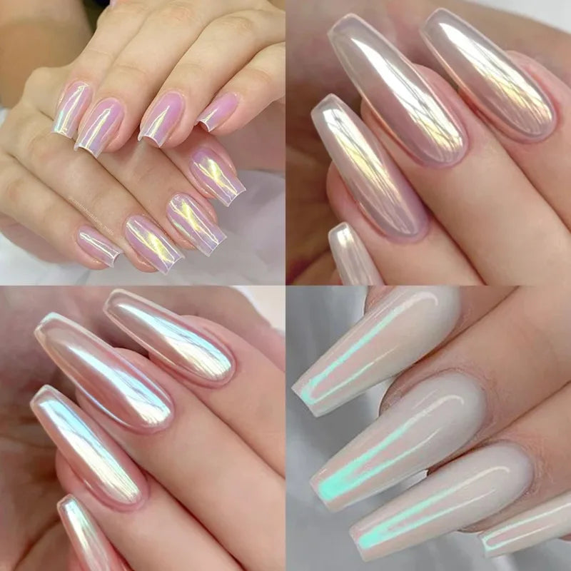 Colorful Mirror Aurora Chrome Nail Powder Set for Holographic & Gradient Art