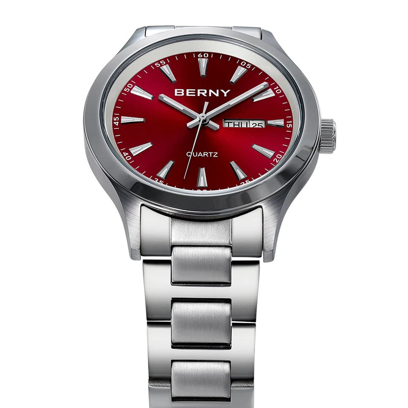 Men's Quartz Wristwatch with Luminous Hands and Date Calendar - Ultra Thin Stainless Steel Dress Watch