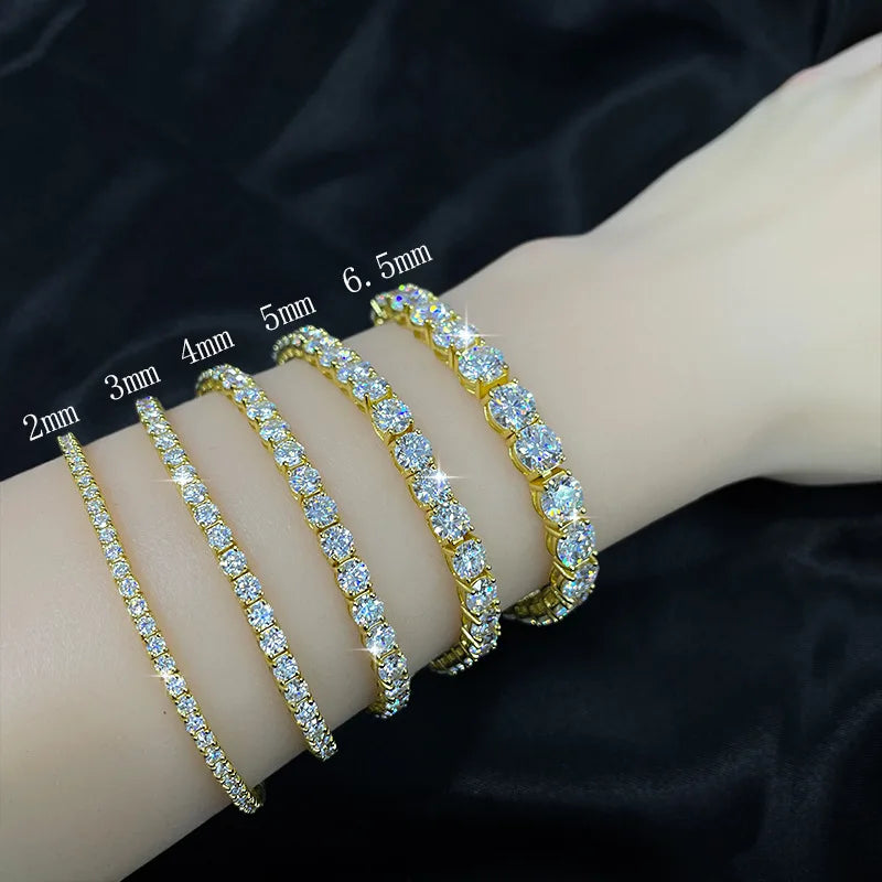 Sterling Silver Moissanite Tennis Bracelet with 18K White Gold Plating - VVS1 Clarity