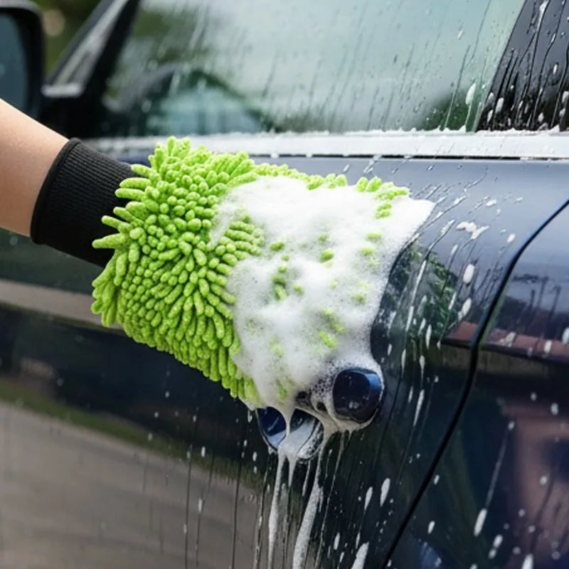 Microfiber Car Wash Gloves Scratch-Free Dual-Sided Cleaning Tool Portable Gloves