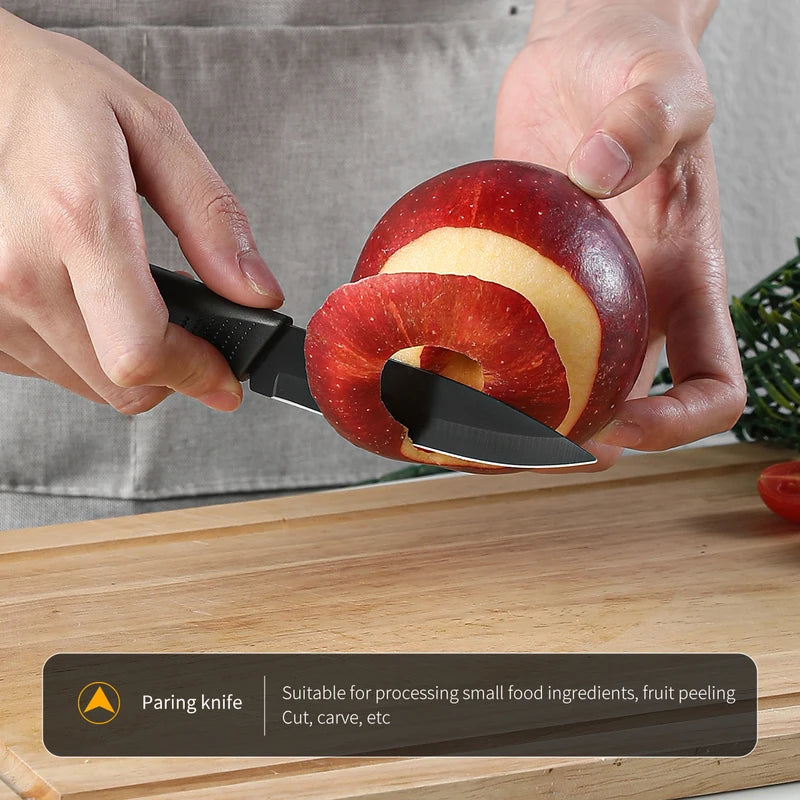 3/5pcs Kitchen Knife Set - High-Grade Black Steel Stainless Steel Household Knives