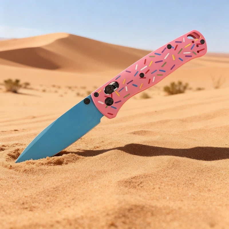 Donut Handle Folding Knife - Stainless Steel Blade Outdoor Gift for Men