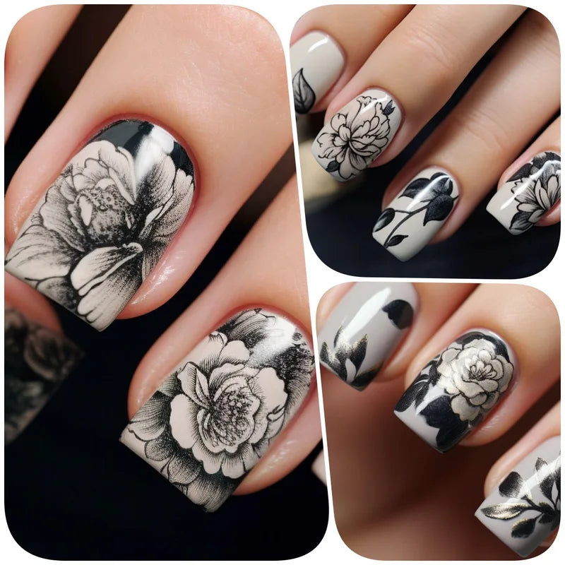 24pcs Short to Long Fake Nail Set for Spring & Summer Nail Art with Flowers & Butterfly Designs