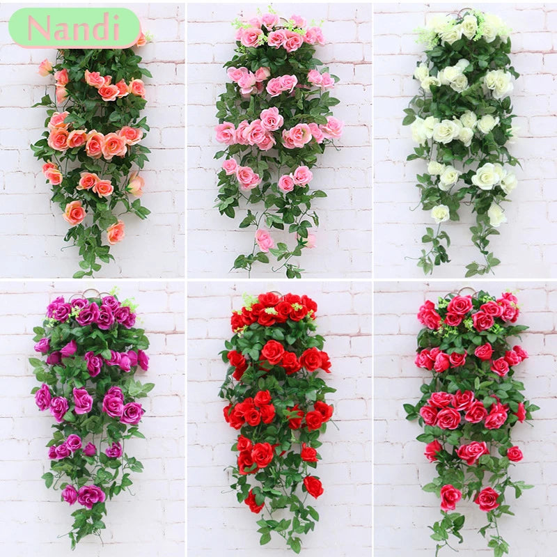 Artificial Flower Rattan Fake Plant Vine Wall Decoration for Home & Outdoor