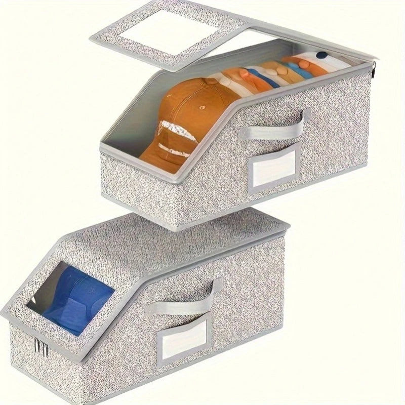 Foldable Fabric Closet Organizer for Hats Clothes & Toys - Dustproof Stackable Storage Box