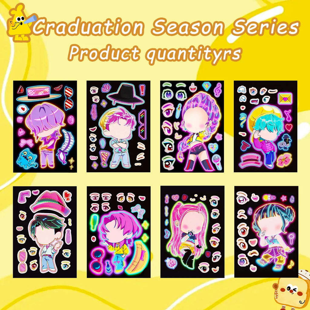 Kids Face Puzzle Stickers Set - 8 Fun DIY Face Decals for Kids' Education & Party Decorations