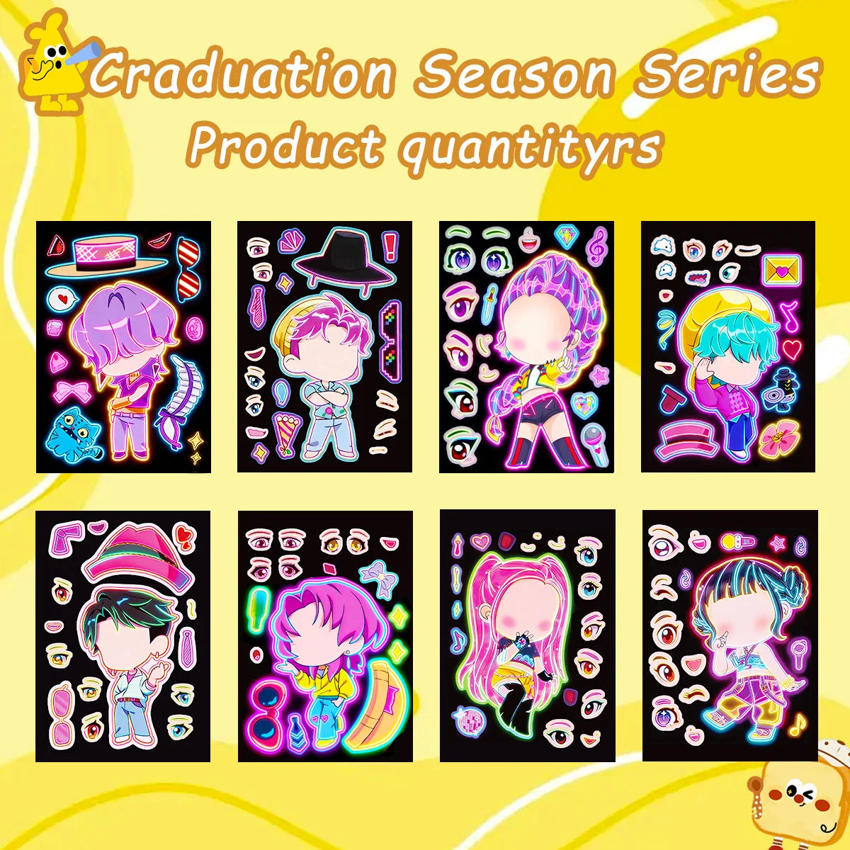 Kids Face Puzzle Stickers Set - 8 Fun DIY Face Decals for Kids' Education & Party Decorations