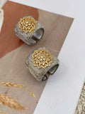 European and American Retro Copper Gold-Plated Zirconia Jewelry Ring and Bangles Set