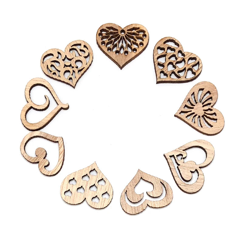 50pcs Heart Wooden Hanging Decorations Love Wedding Party Home Decor