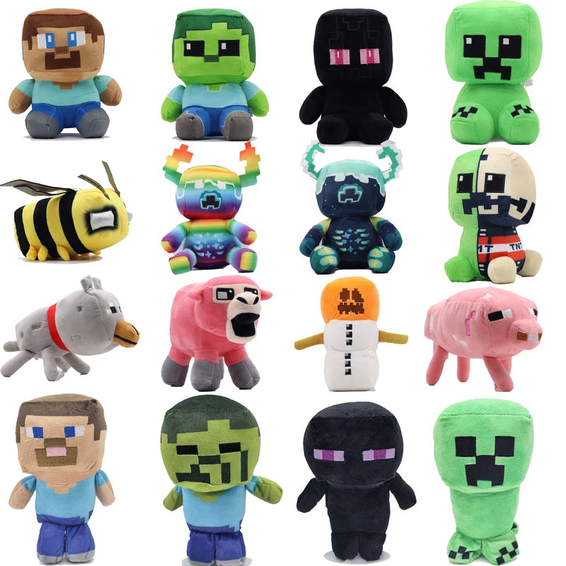 Pixel World Creeper Zombie Plush Toy - Collectible Game Character Doll for Home Decor