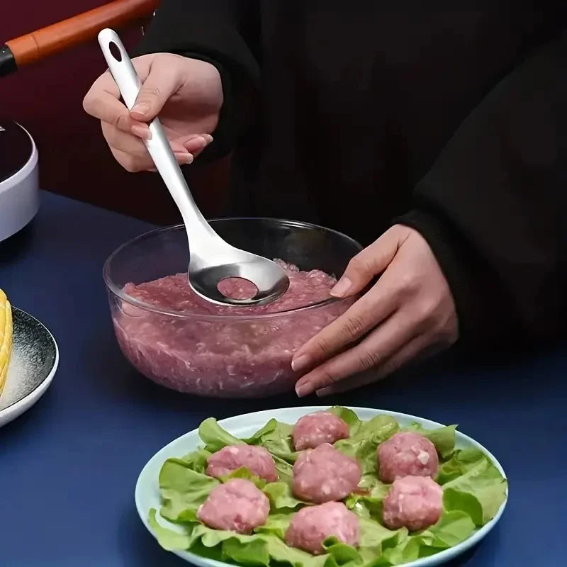 Stainless Steel Meatball Spoon - Hand Squeeze Meatball Maker Kitchen Utensil