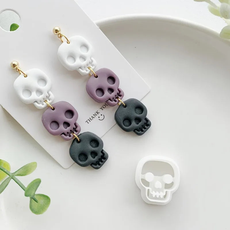 Halloween Skull Polymer Clay Cutter Mold for Beaded Jewelry & Earrings