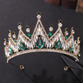 Luxury Queen Crystal Tiara with Flower Design Bridal Wedding Hair Accessory
