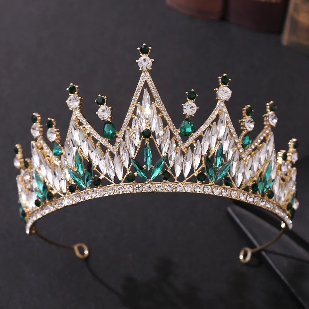 Luxury Queen Crystal Tiara with Flower Design Bridal Wedding Hair Accessory