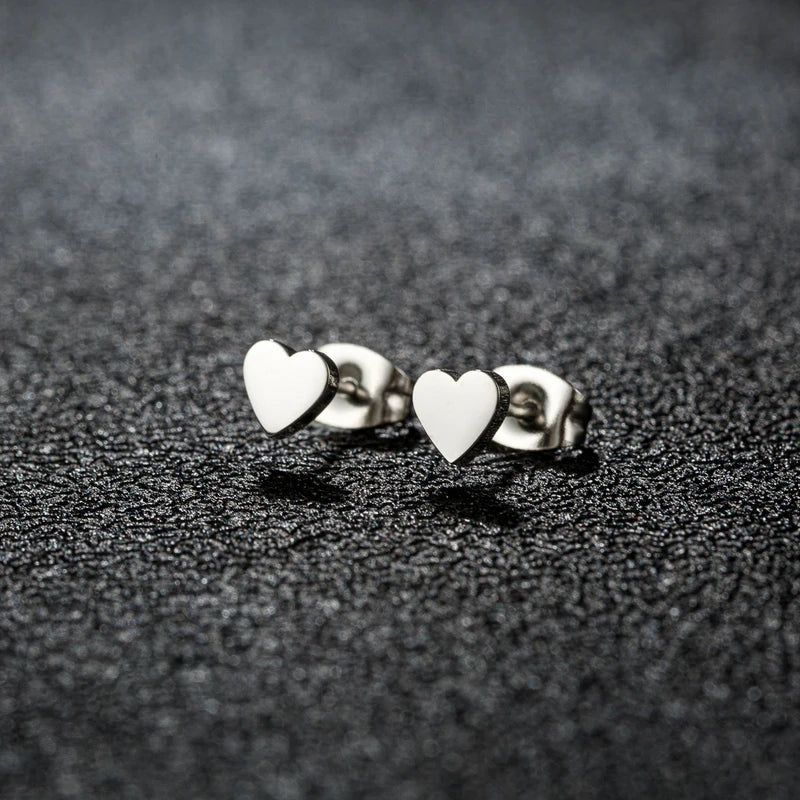 Stainless Steel Heart Earrings for Women - Trendy Fashion Stud Jewelry
