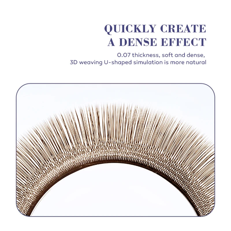 U-Shaped 3D Brown Eyelash Extensions Tray - Multiple Curl & Length Variants