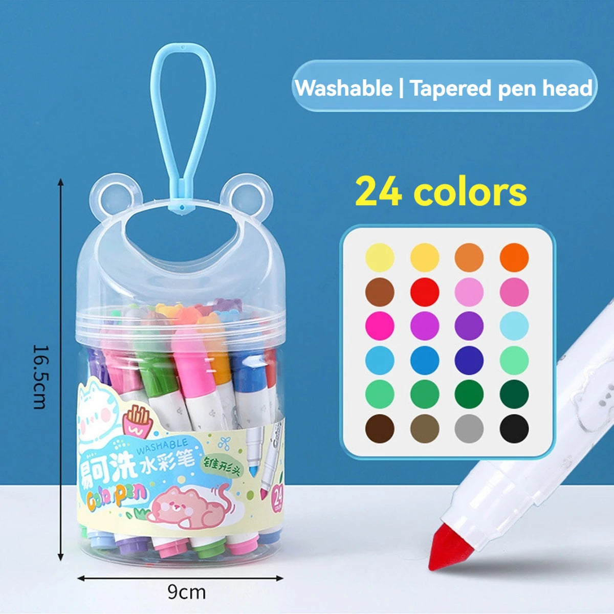 Kids Watercolor Paint Pen Set - Washable Non-Toxic Art Supplies for Drawing and Crafting