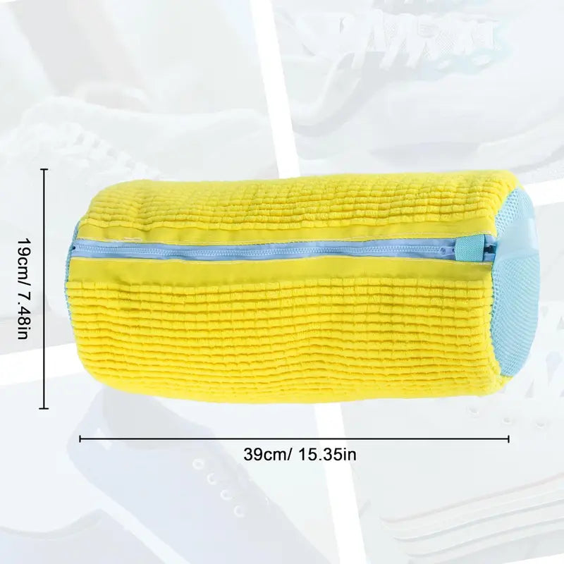Fluffy Fiber Shoe Washing Bag with Zipper - 360° Surround Cleaning Reusable Laundry Protects Shoes