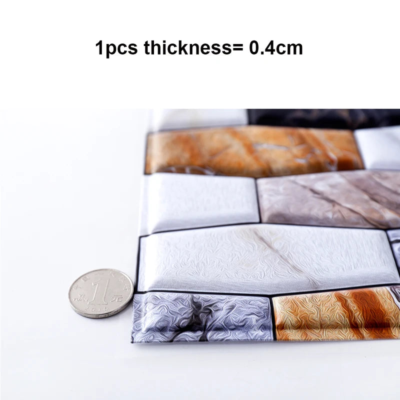 Removable 3D Brick Wall Stickers Self-Adhesive Waterproof Wallpaper for Living Room & Kitchen