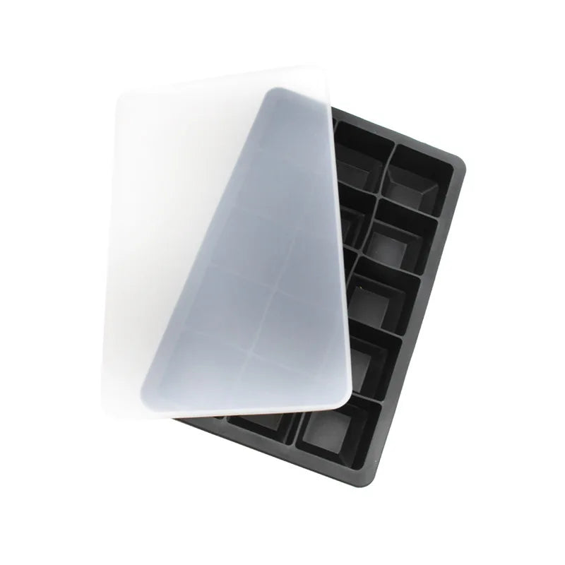 15-Grid Silicone Ice Cube Mold with Cover for Creative Home Use