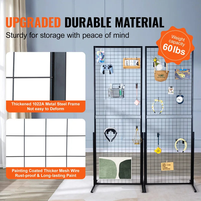 Double-Sided Grid Wall Display Panels for Retail & Art Shows - 2 Pack
