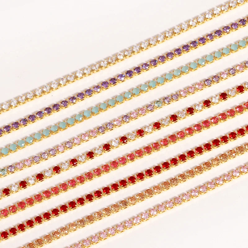 2mm Cubic Zirconia Chain Necklace Dainty Thin Tennis Choker Jewelry for Women