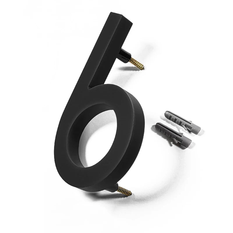 Modern Floating House Number Sign - Black Acrylic Outdoor Address Numbers 125mm