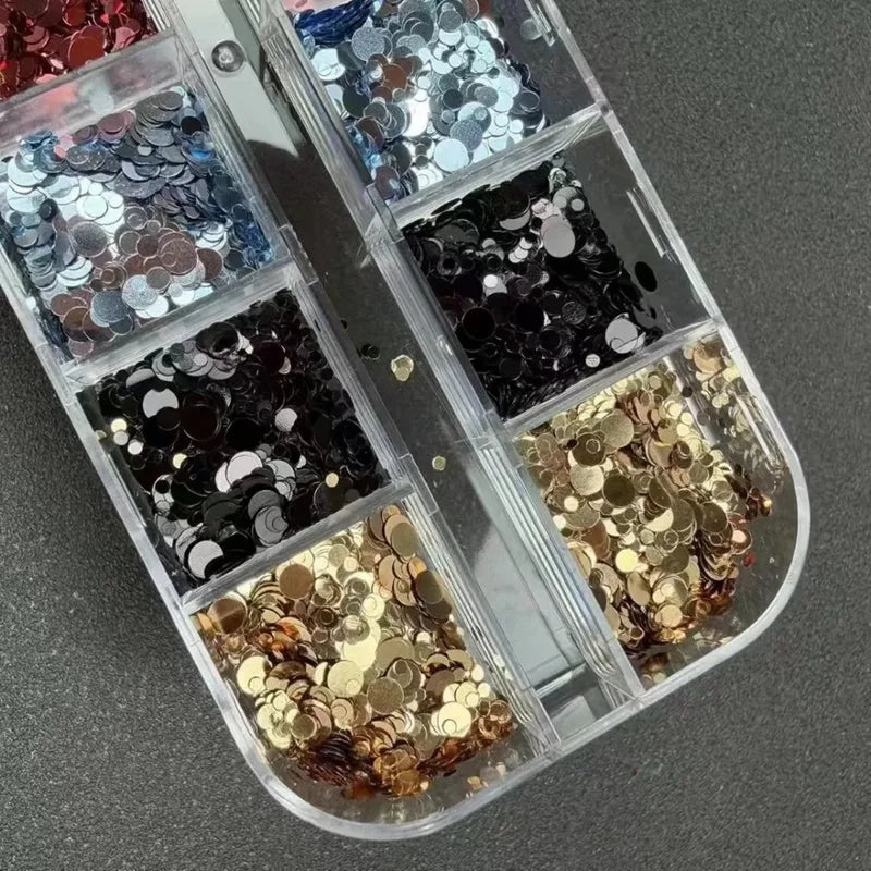 Polka Dot Glitter Nail Art Accessories - Instagram Style, Retro Floral Design